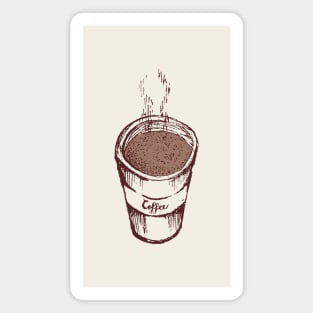 Warm Coffee Drink Sketch Magnet